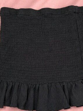 Papermoon Black Smocked Ruffle Mini Skirt Rara Flare Y2K Coquette